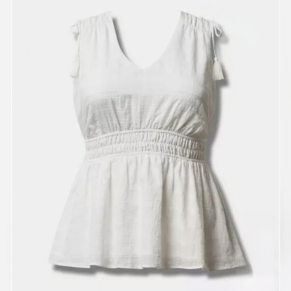 Torrid White Cottage Core, Coastal Cowgirl Babydoll Tank Top - Plus Size 5X - Picture 3 of 16